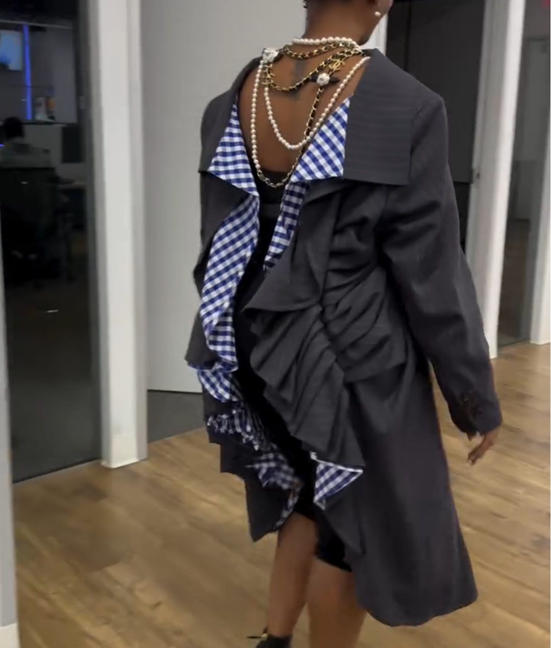 Ruffled Backless Coat