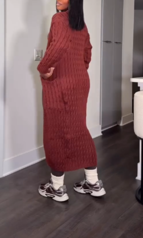 Oversized Cable Knit Maxi Cardigan