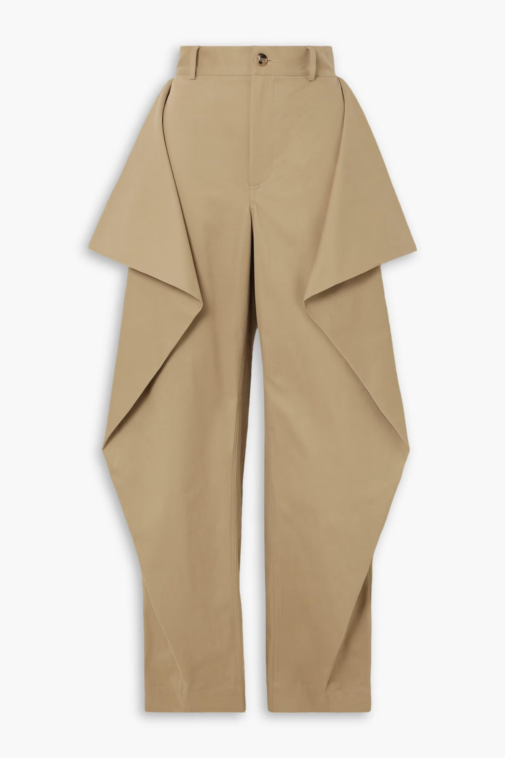 Women's High-Waisted Pants with Asymmetric Fold Details