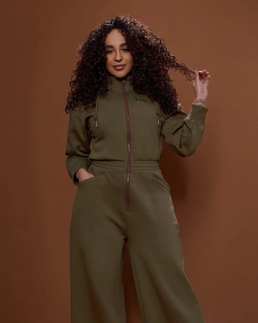 Zip - Up Hooded Wide - Leg Jumpsuit for All Sizes