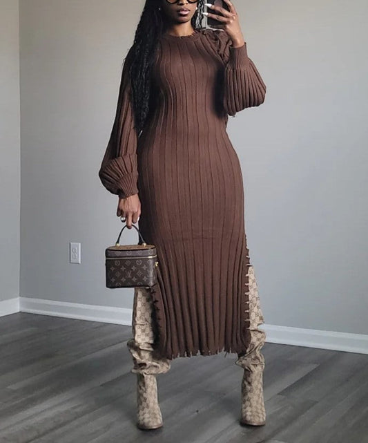 Classy Knit Maxi Dress Set