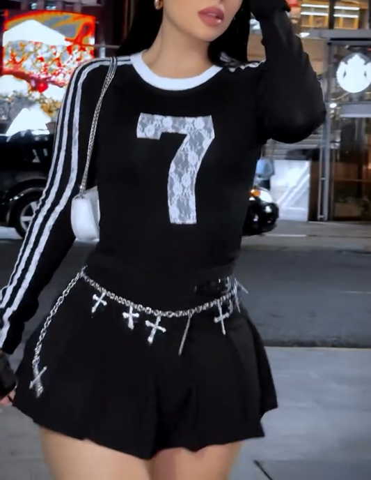 Slim Fit Top and Pleated Skirt 2-Piece Set