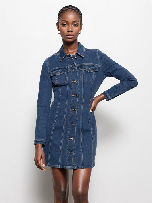 Sculpted Denim Mini Dress