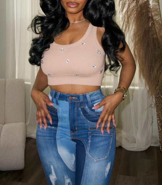 Diamond Cropped Tank Top