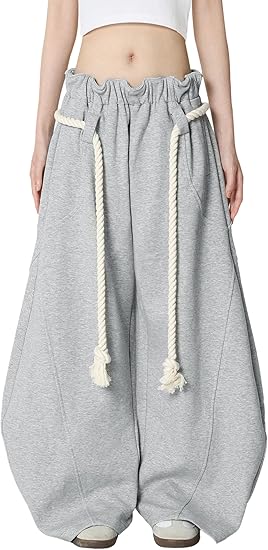 Super Baggy Barrel Sweatpants Wide Leg Pants for Women Men Casual Elastic Waist Unisex Lantern Trouser Pants