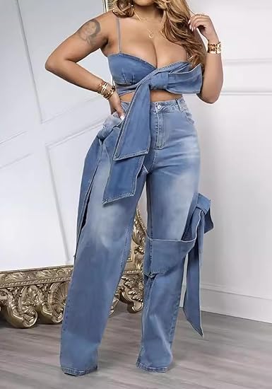Women's straight jeans bow jeans high waist button front fashionable jeans