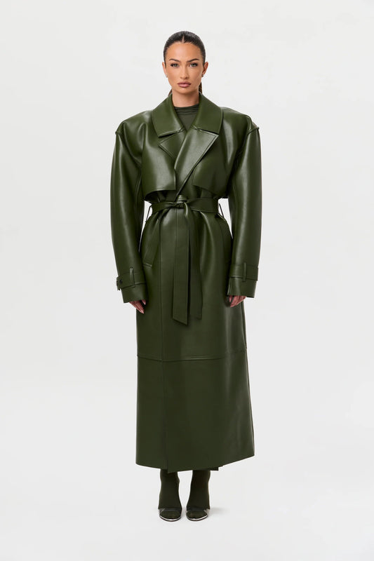 Vegan Leather Trench Coat