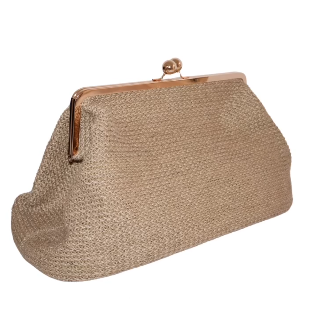 Woven Large Kisslock Frame Bag