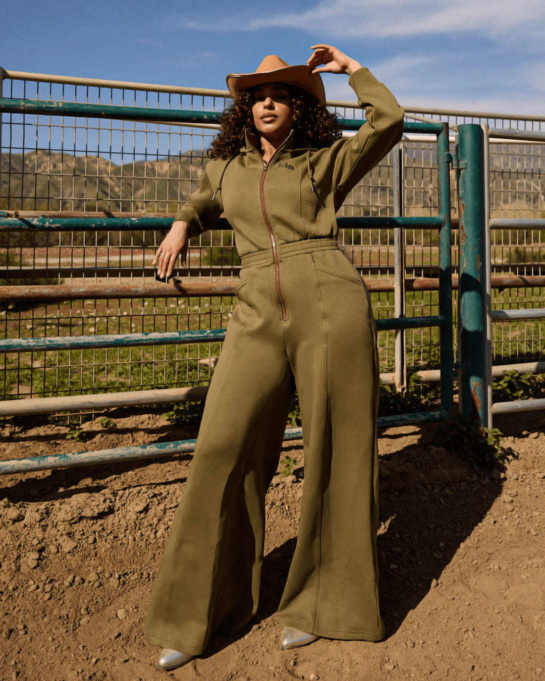 Zip - Up Hooded Wide - Leg Jumpsuit for All Sizes