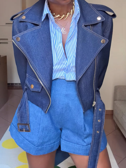 Casual Wide Lape Denim Jacket