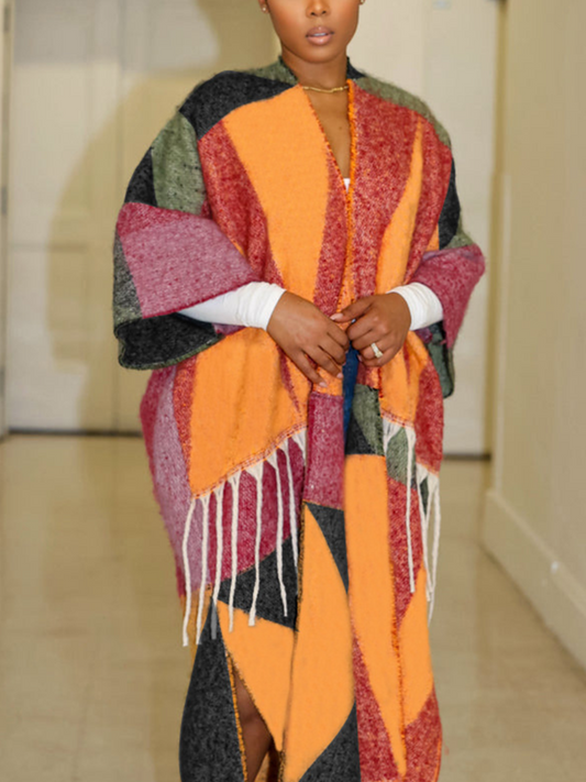 Scrub Fringe-Print Cardigan