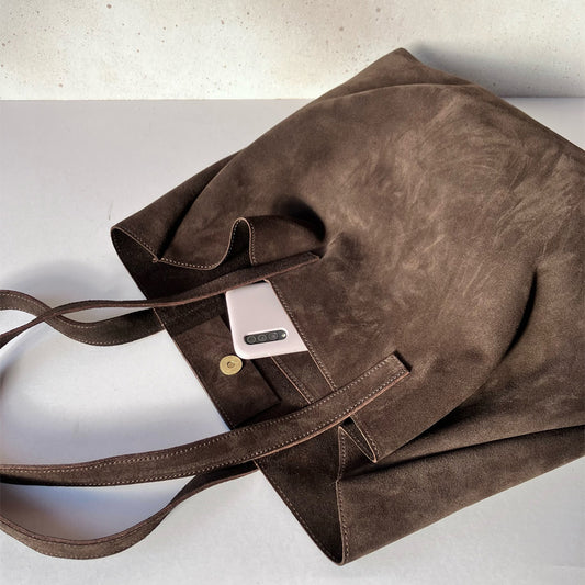 Large Suede Frosted Leather Tote Bag Shoulder Bag