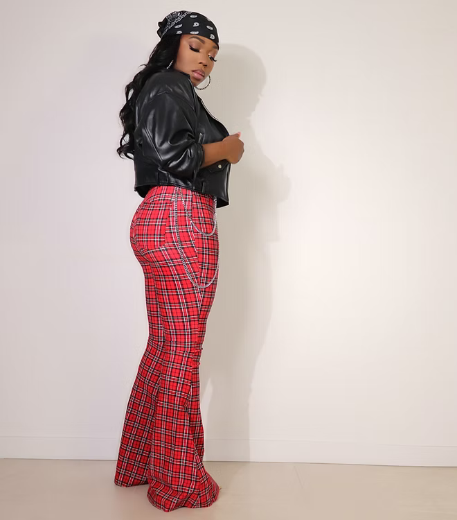 Plaid Flare Pants