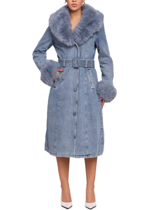 Detachable Plush Denim Jacket