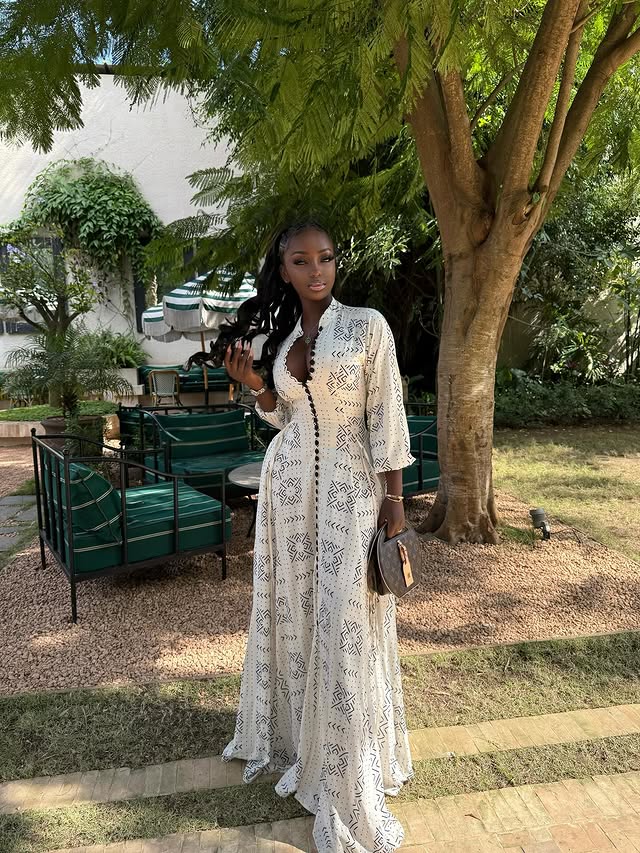 Ethnic Print Deep V - Neck Maxi Dress