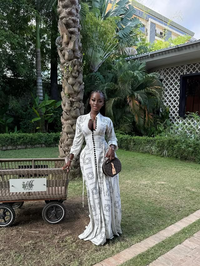 Ethnic Print Deep V - Neck Maxi Dress