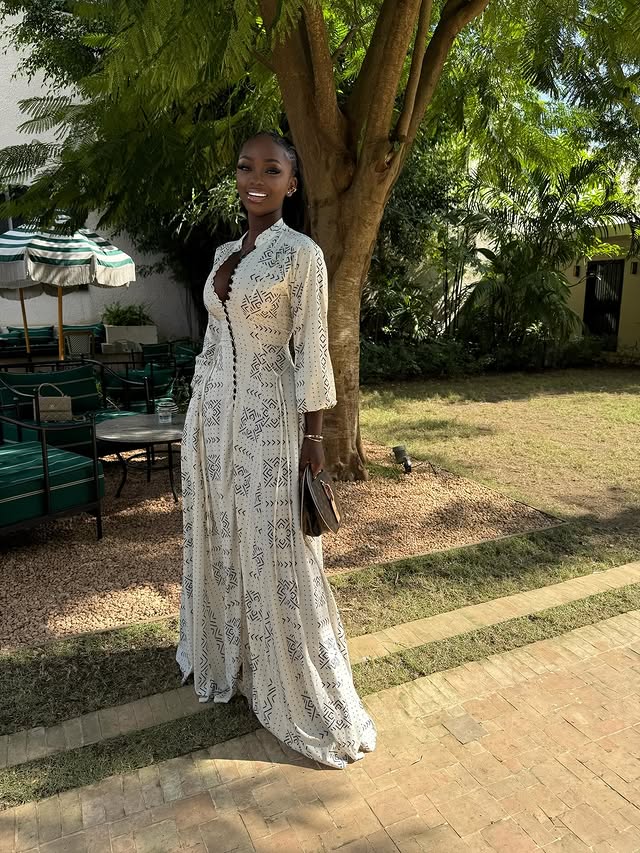 Ethnic Print Deep V - Neck Maxi Dress