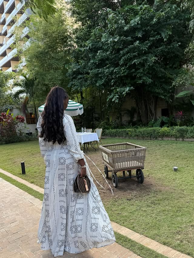Ethnic Print Deep V - Neck Maxi Dress