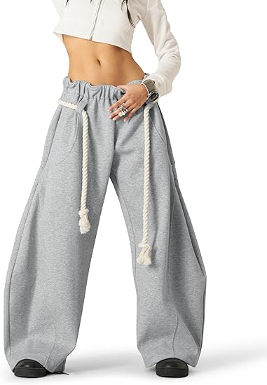 Super Baggy Barrel Sweatpants Wide Leg Pants for Women Men Casual Elastic Waist Unisex Lantern Trouser Pants