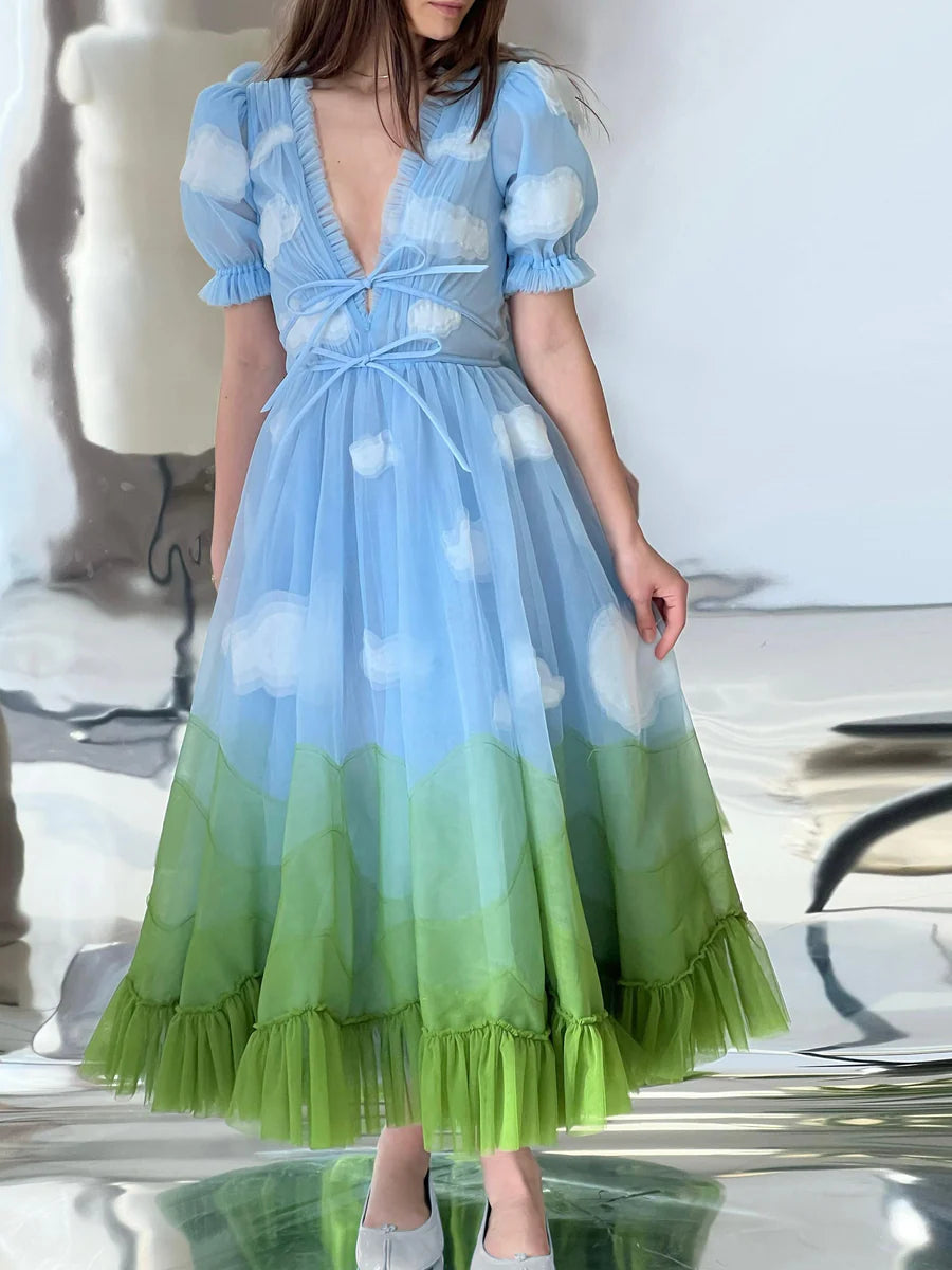 Sky Dress Clouds Midi Dress