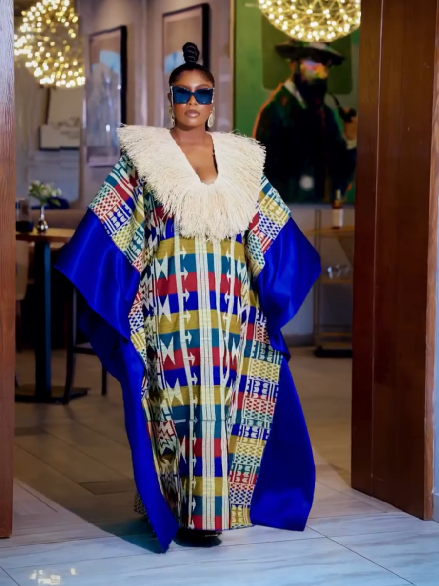 Tribal style women's feather collar printed robe