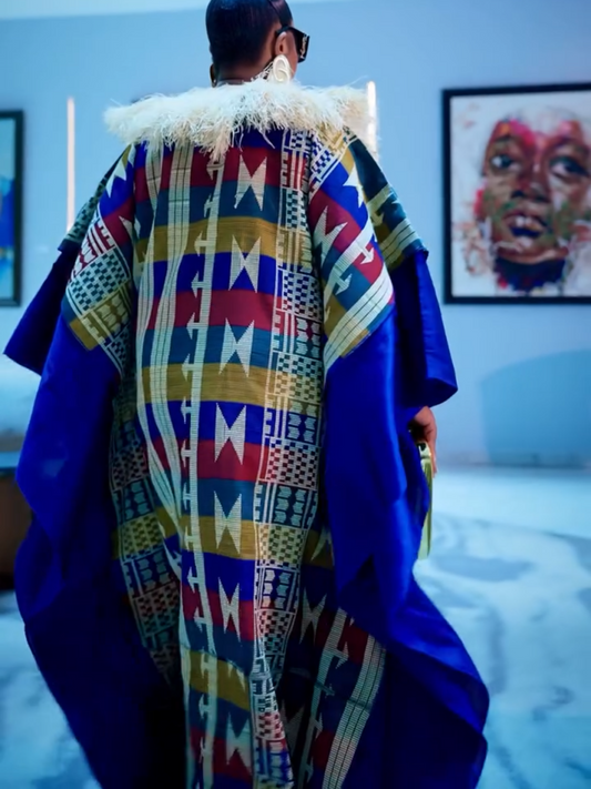 Tribal style women's feather collar printed robe