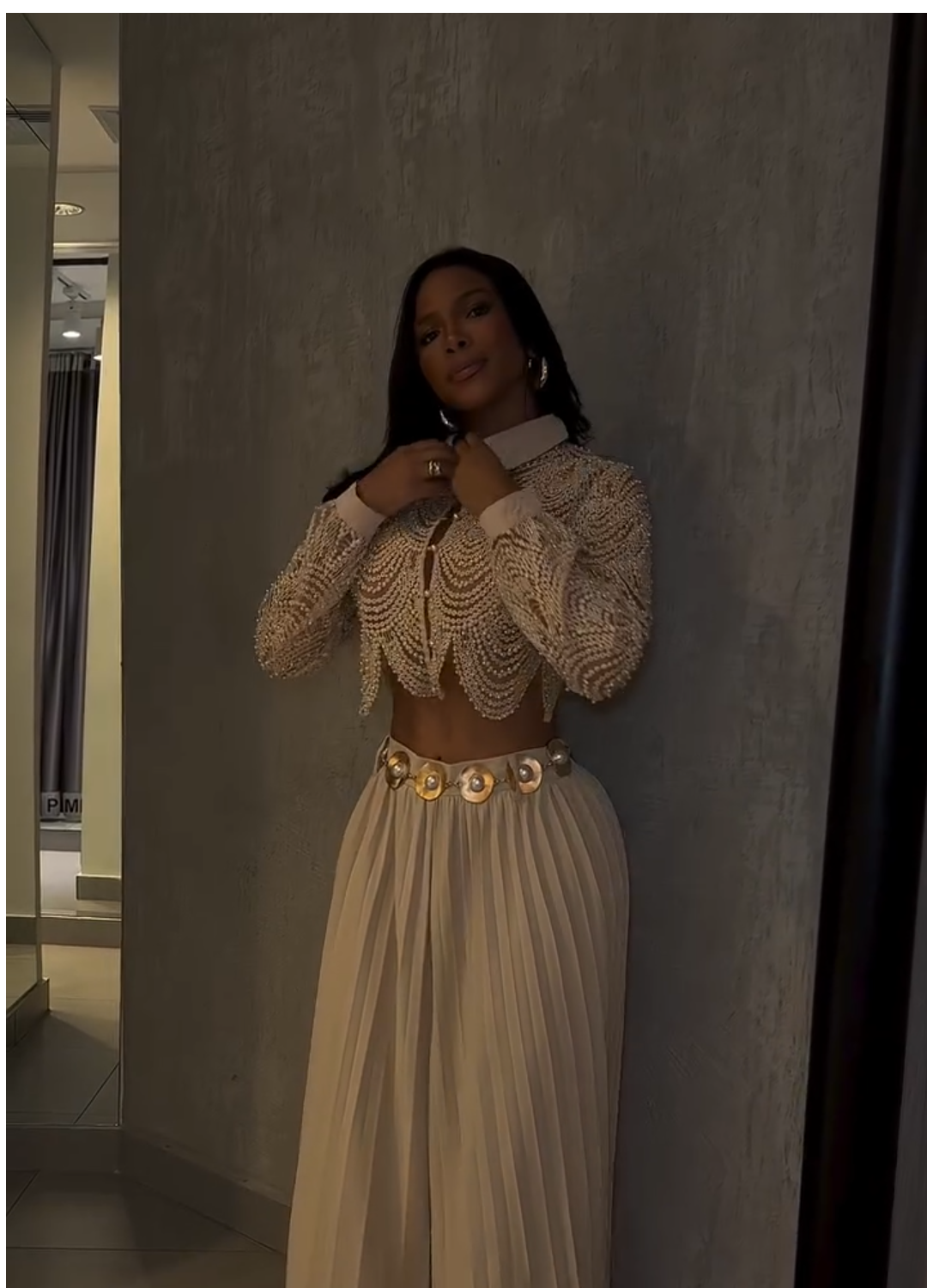 Pearl-Embellished Crochet Crop Jacket