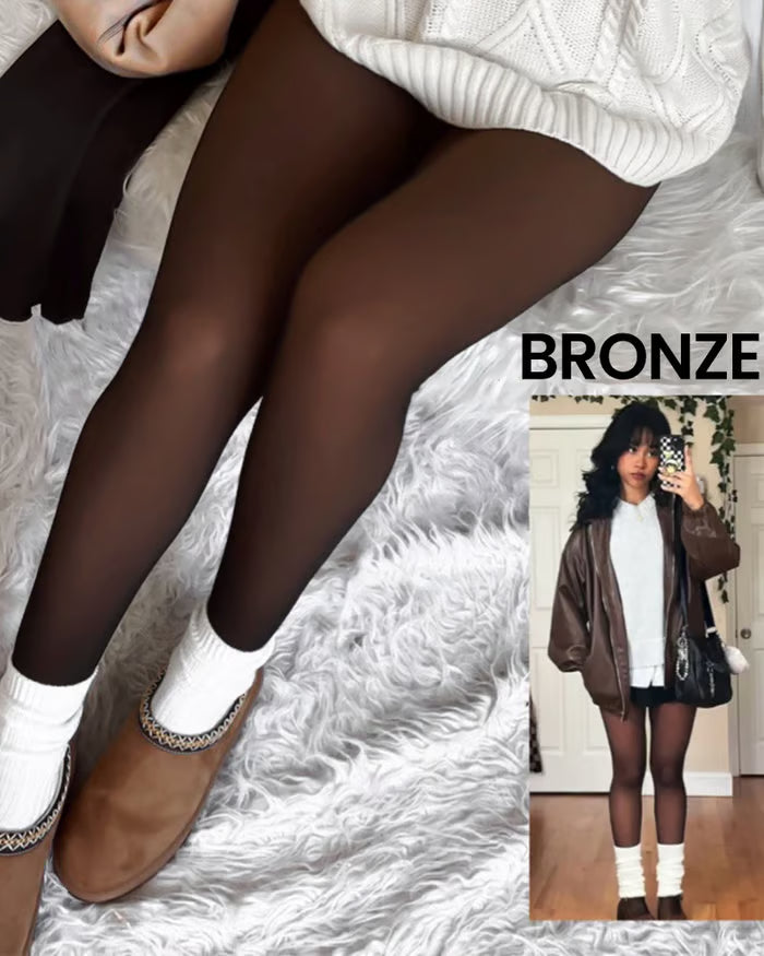 MAGIC FLEECE LINED LEGGINGS • CLOSED FOOT - Fleece Tights Available in Plus Size and Light to Brown Fur