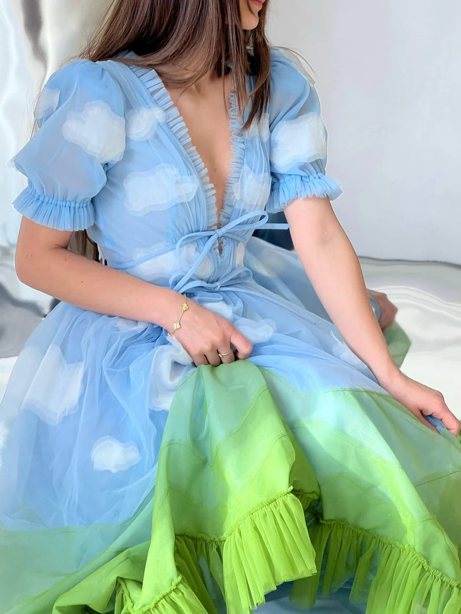 Sky Dress Clouds Midi Dress