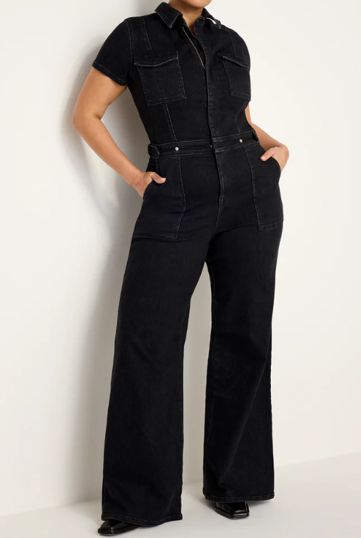 Casual Stretch Denim Zip Jumpsuit