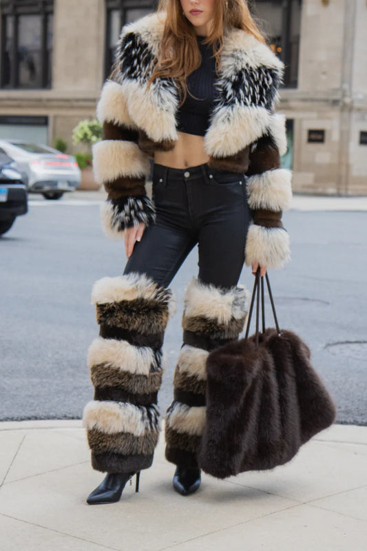 LANGLAU-BROWN MULTI FAUX FUR STILETTO BOOT