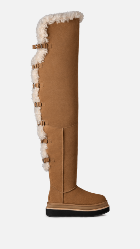 Convertible Shearling Over-The-Knee Boots with Multi-Way Styling, Chunky Sole & Free Shipping