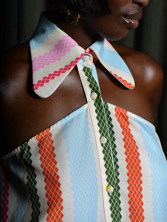 Diamond Striped Maxi Shirtdress