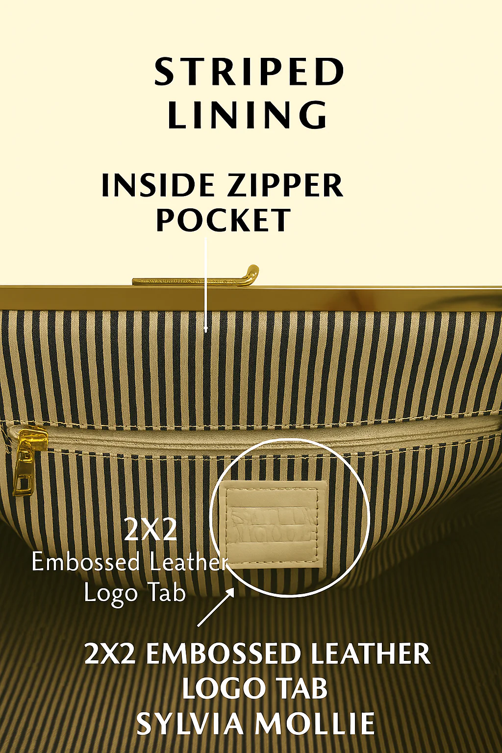 Black & White Striped Embossed Premium Leather Kisslock Clutch