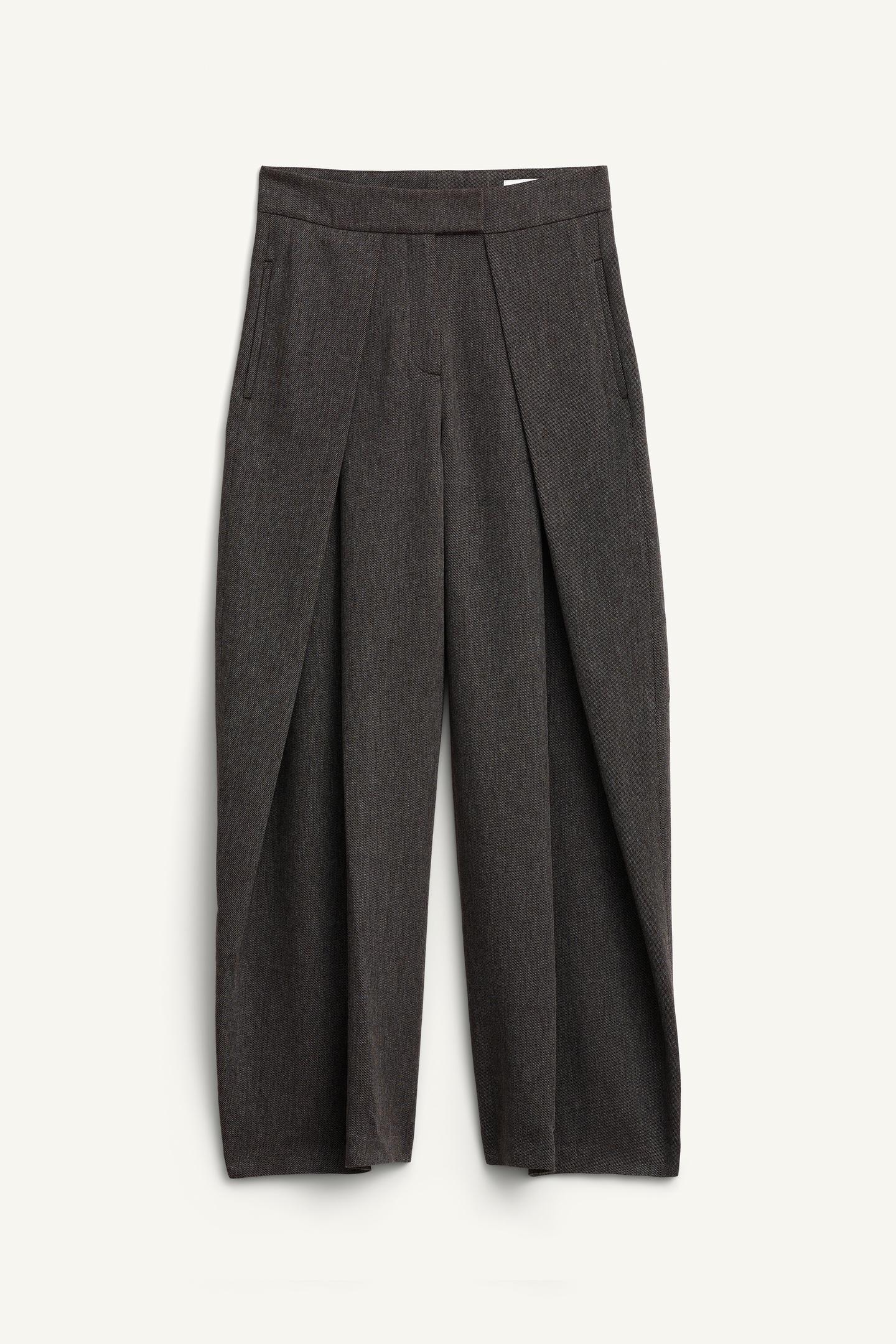 Grey High - Waisted Wide - Leg Trousers