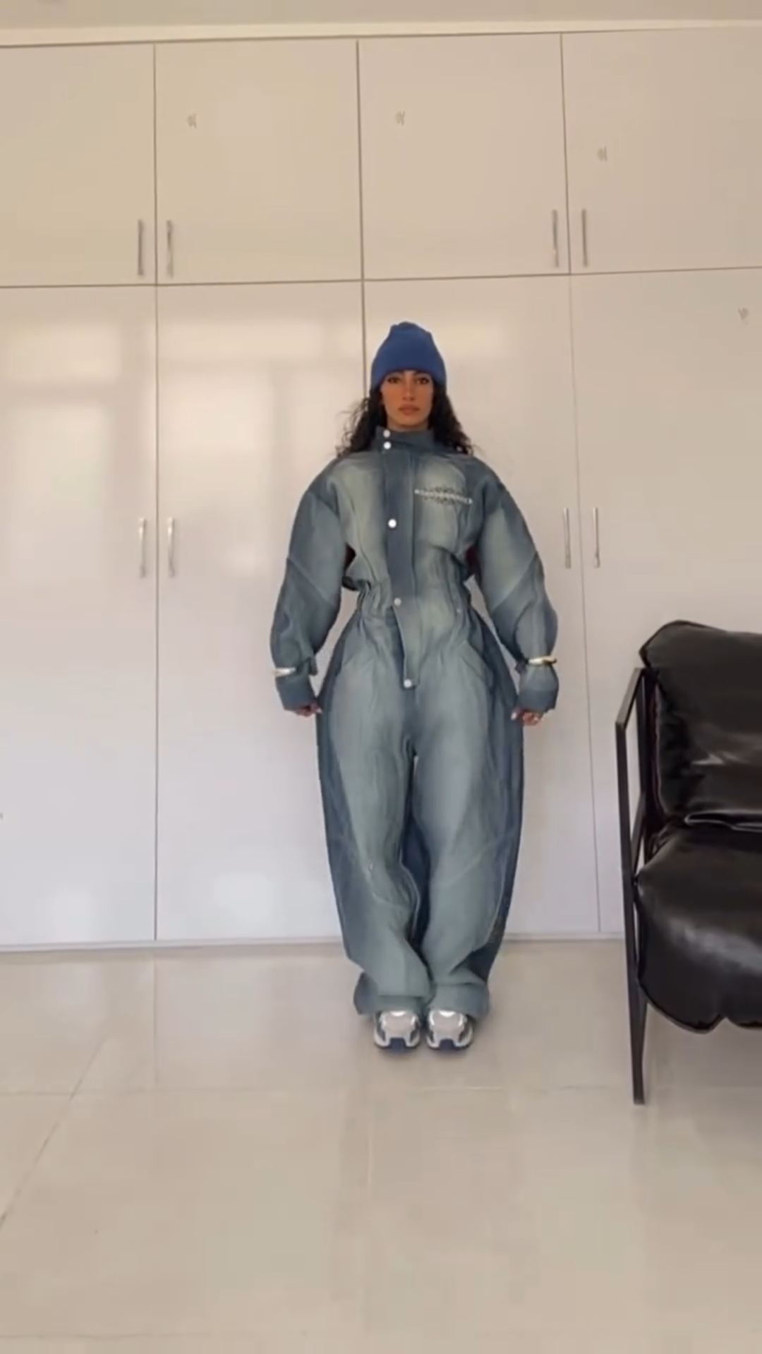 Denim - style Oversized Jumpsuit