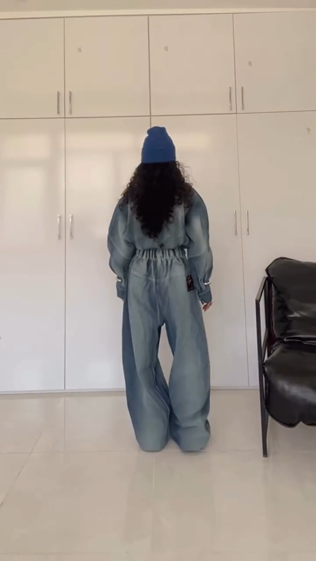 Denim - style Oversized Jumpsuit