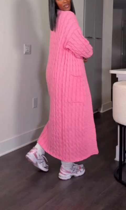 Oversized Cable Knit Maxi Cardigan