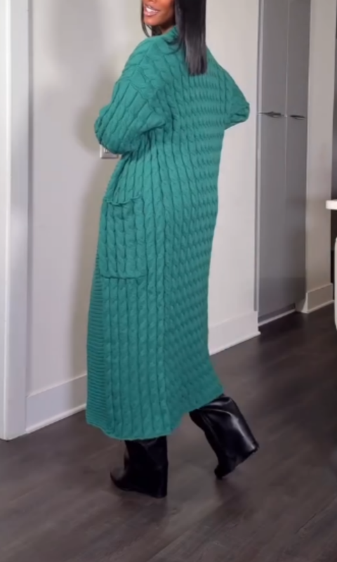 Oversized Cable Knit Maxi Cardigan