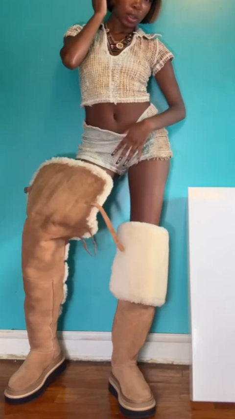 Convertible Shearling Over-The-Knee Boots with Multi-Way Styling, Chunky Sole & Free Shipping