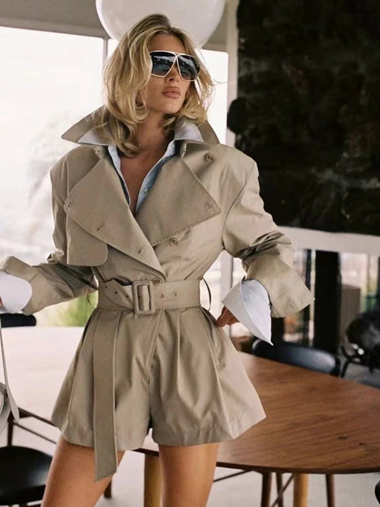 Luxe Belted Trench Coat Romper