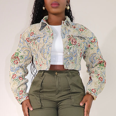 Cropped Jacquard Jacket