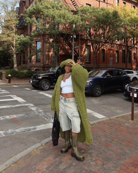 Oversized Textured Knit Duster Coat – Cozy Statement Outerwear