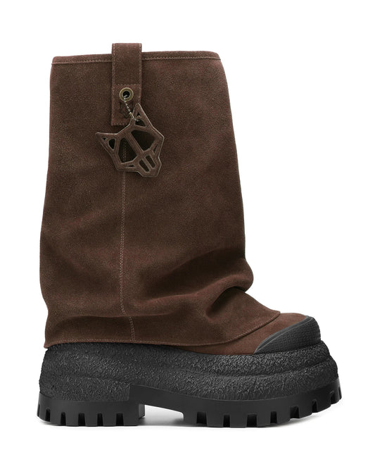 Suede Chunky Platform Boots – Edgy Statement Footwear with Unique Charm