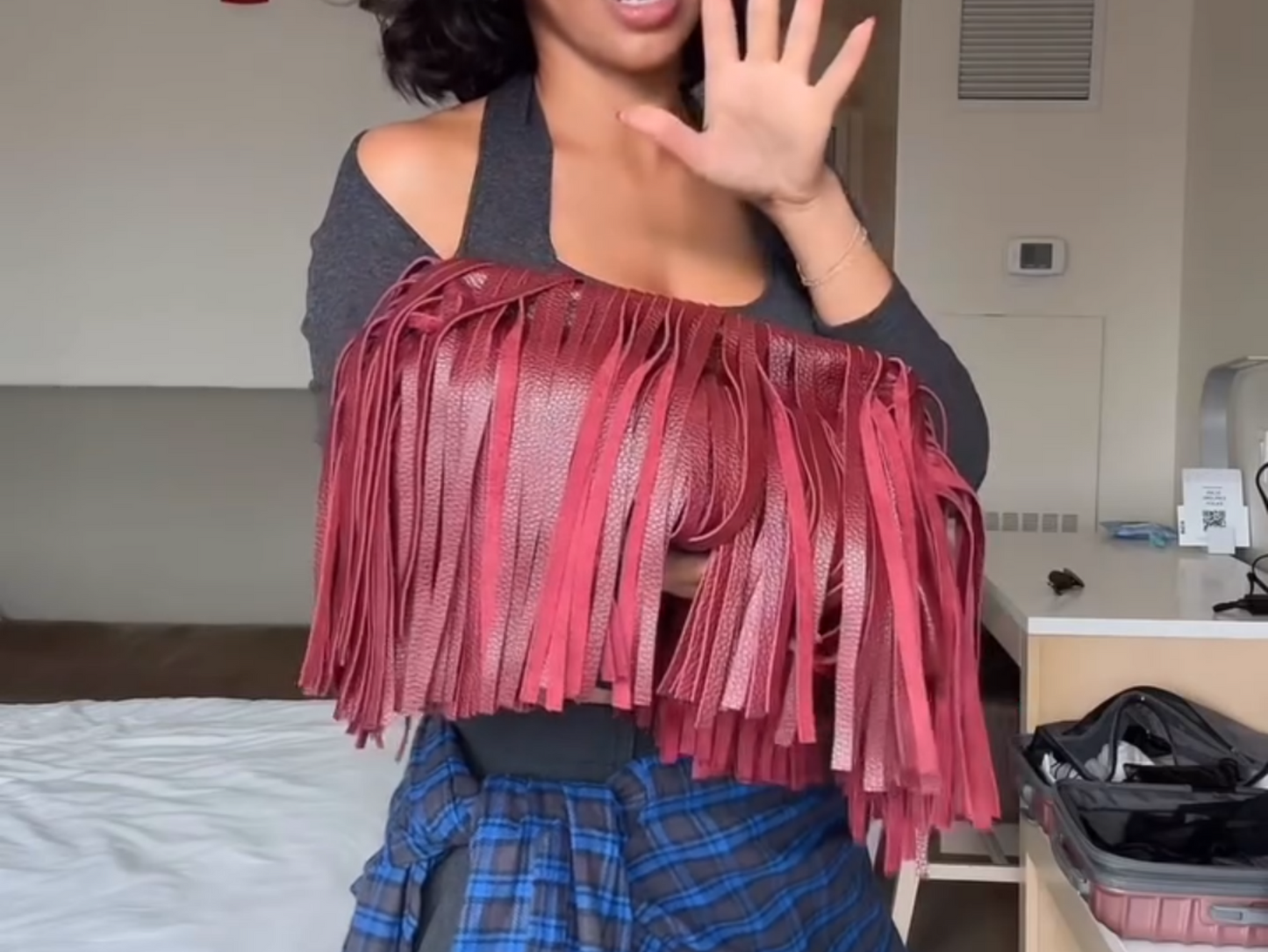 Burgundy genuine leather fringed framed clutch, Leather large cloud bag with tassels, Handmade Oversized puffball retro Dumpling purse