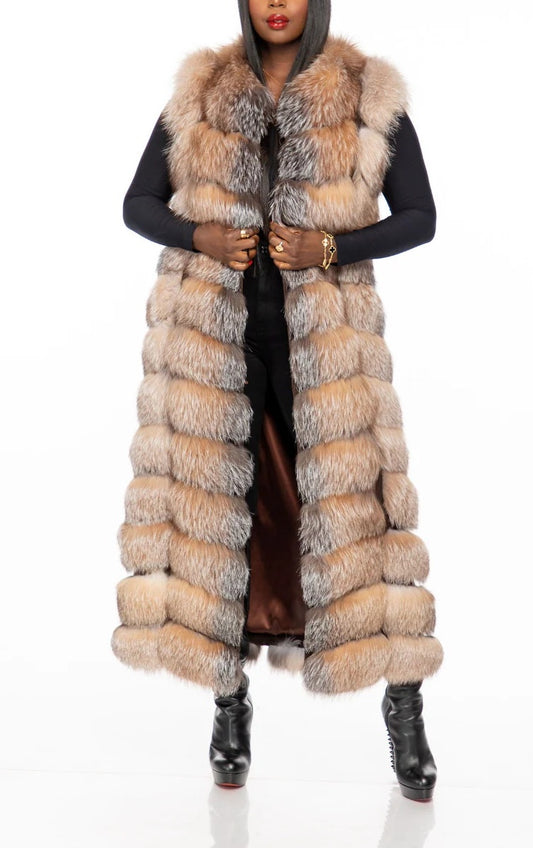 Luxury Longline Multi - Tonal Faux Fur Sleeveless Vest