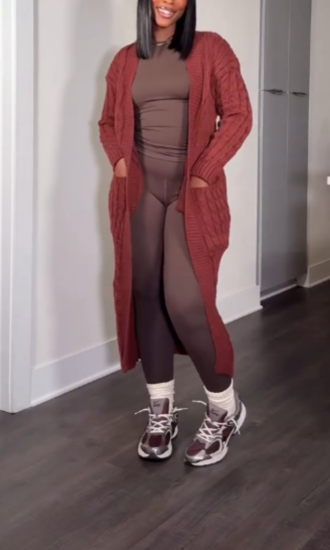 Oversized Cable Knit Maxi Cardigan