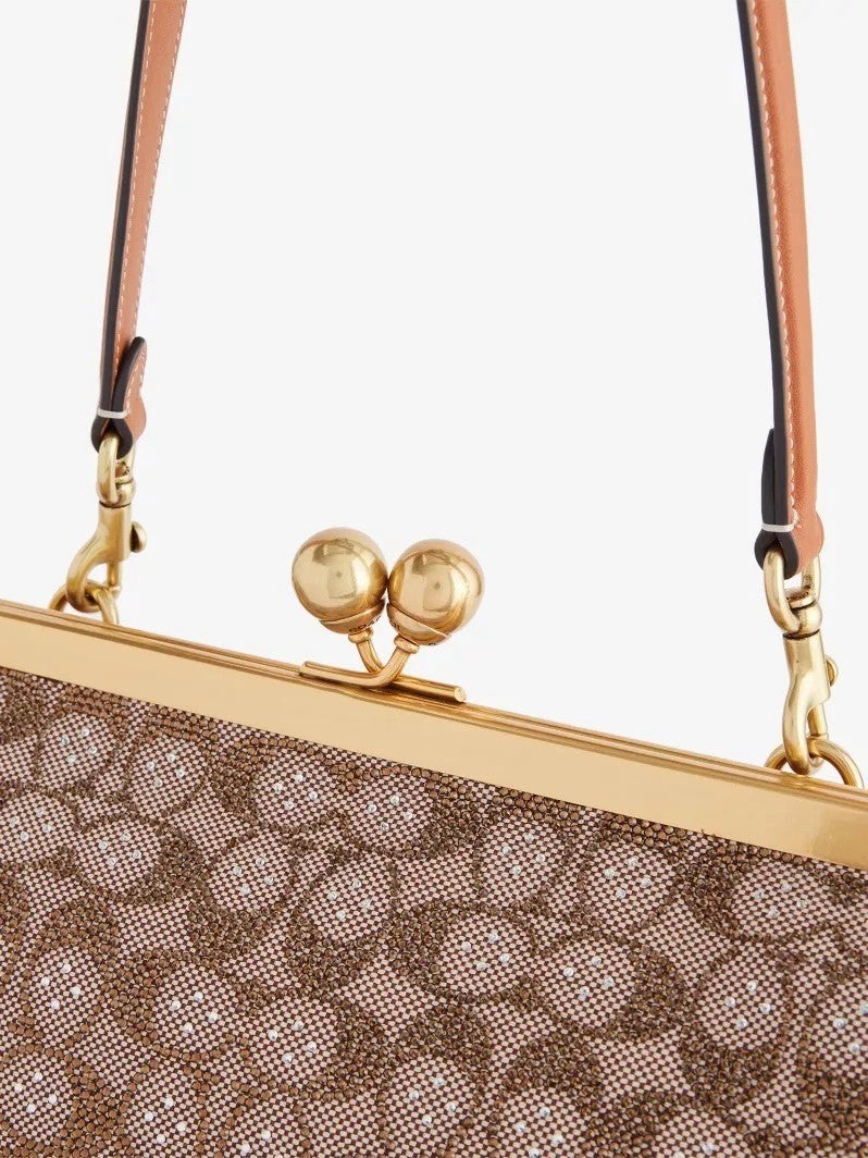 Large Kisslock Frame Bag In Crystal Signature Jacquard