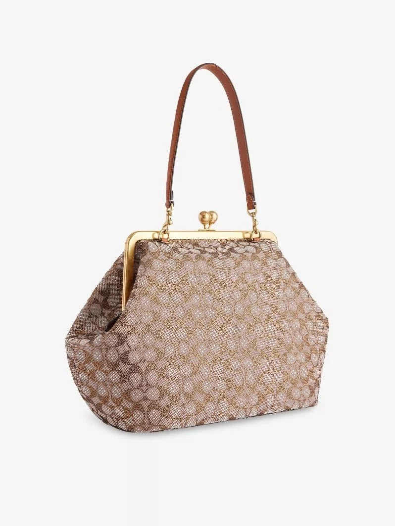 Large Kisslock Frame Bag In Crystal Signature Jacquard