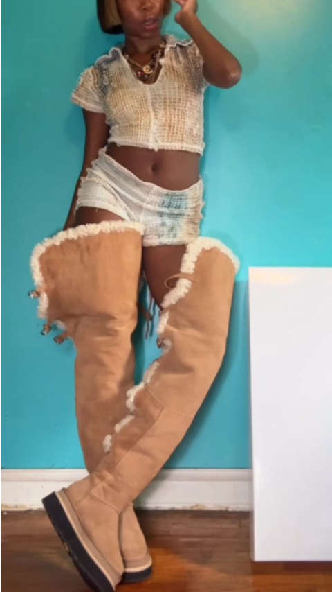 Convertible Shearling Over-The-Knee Boots with Multi-Way Styling, Chunky Sole & Free Shipping